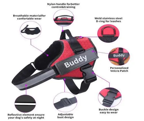 Medium Dog Harness with Padding and Reflective